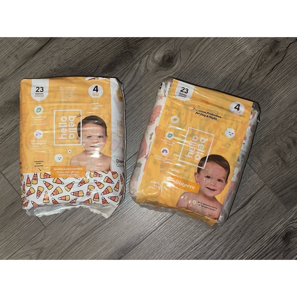 HALLOWEEN Hello Bello Diapers Size 4 Candy Corn / Pumpkins Black Cat 2 X 23ct